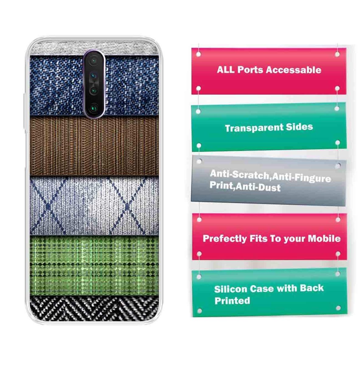 Amazon Brand - Solimo Designer Multicolor Woven Fabric Design Printed Soft Back Case Mobile Cover for Poco X2 / Xiaomi Redmi K30