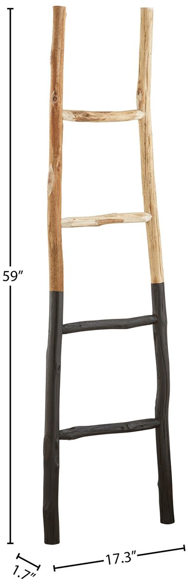 Amazon Brand – Stone & Beam Rustic Decorative Wooden Blanket Holder Ladder - 59 Inches, Natural and Black
