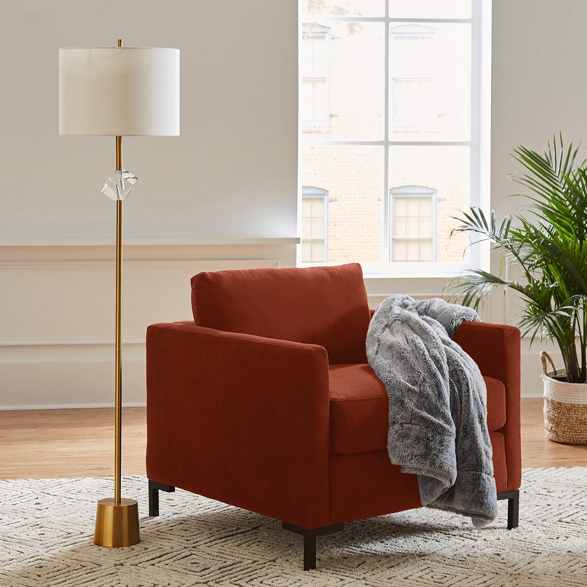 Amazon Brand – Rivet Edgewest Low Back Modern Accent Chair, 34"W, Rouge Red