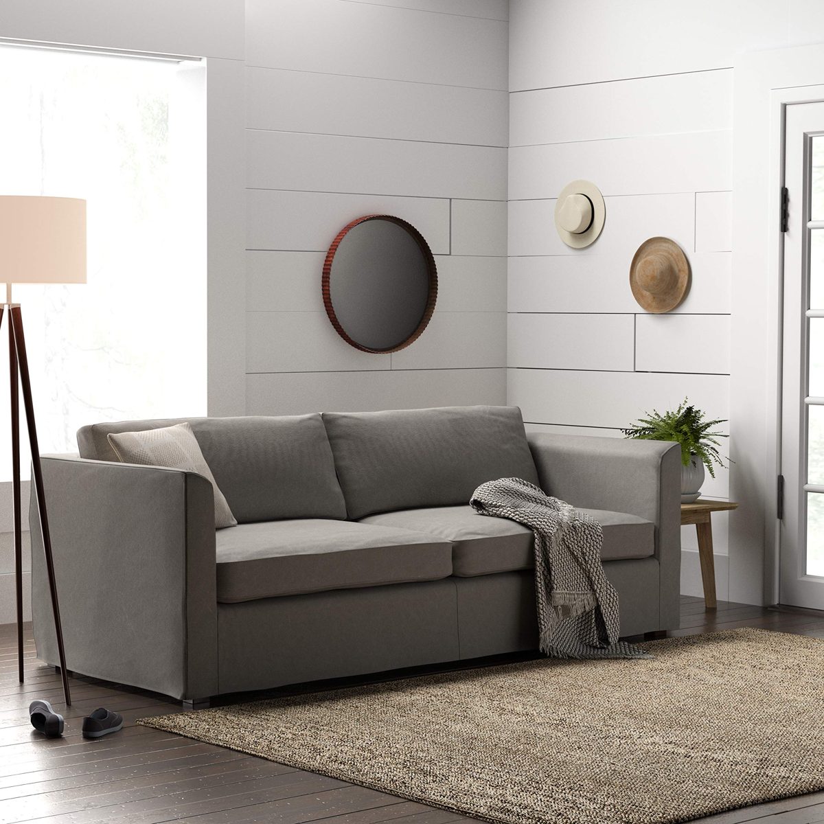 Amazon Brand – Stone & Beam Faraday Down-Filled Casual Sofa, 102"W, Light Grey