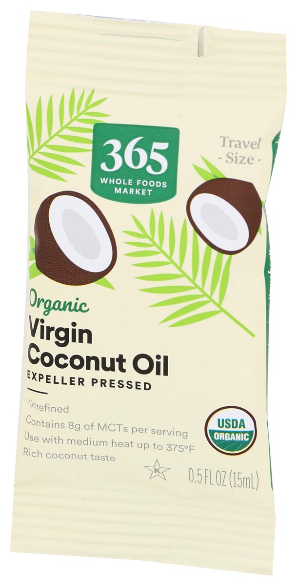 365 by Whole Foods Market, Organic Virgin Coconut Oil, Expeller Pressed (Single Serve Travel Size Packets), 0.5 Fl Oz