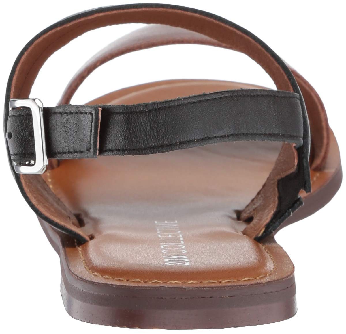 Amazon Brand - 206 Collective Women's Cedar Casual Double Band Sandal, Cognac/Black Leather, 11.5 B US