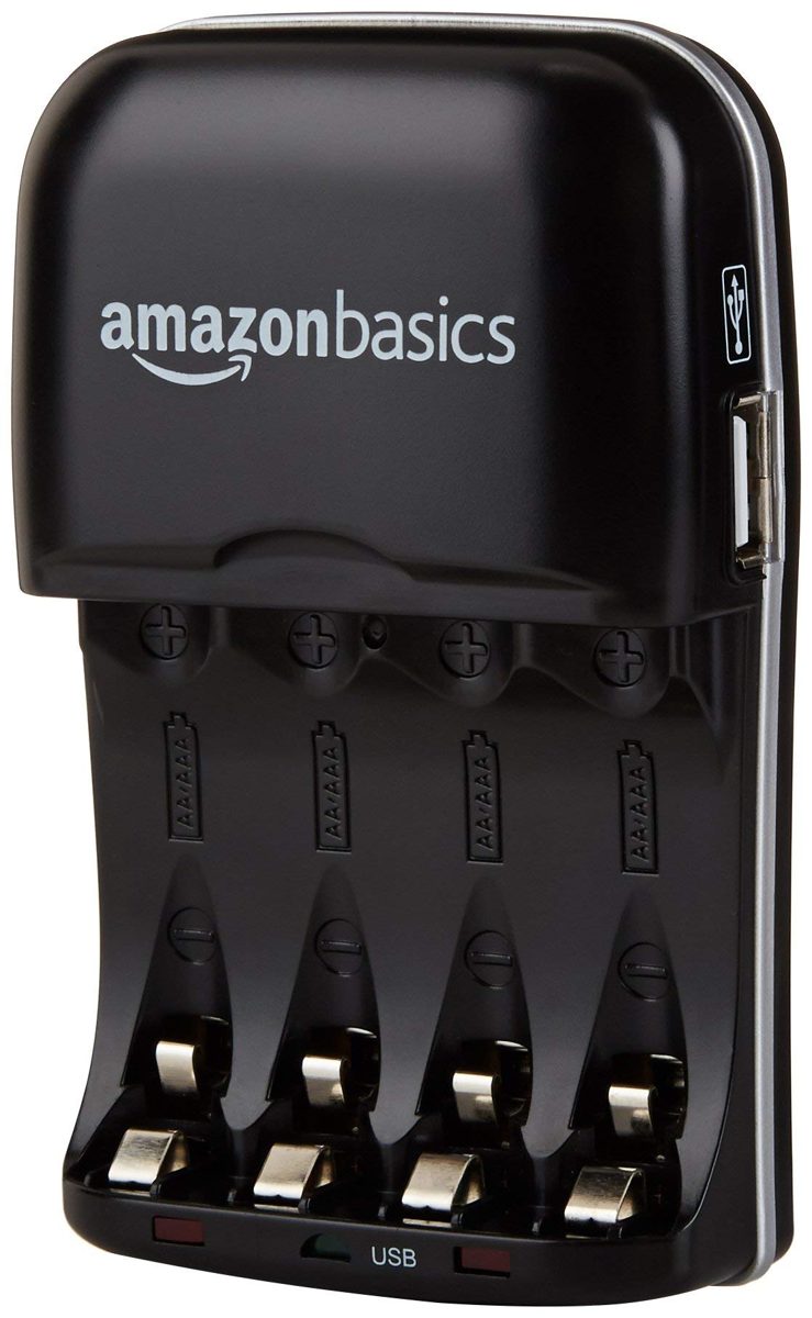 AmazonBasics AA Rechargeable Batteries (16-Pack) and Ni-MH AA & AAA Battery Charger With USB Port Set