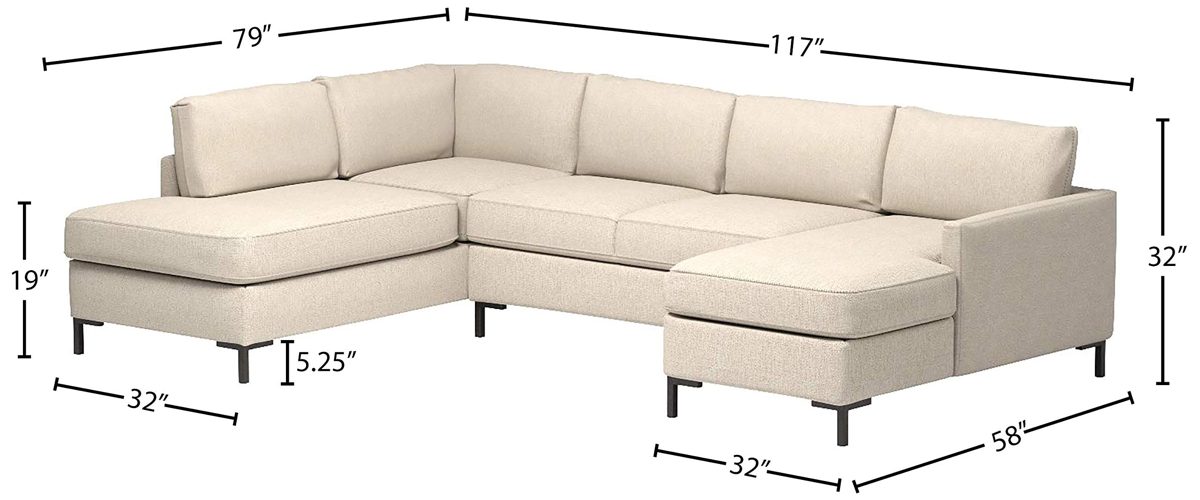 Amazon Brand – Rivet Edgewest Low Back Modern Left U-Sectional, 117"W, Beige