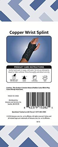 Amazon Brand - Solimo Copper Wrist Splint, Left Hand, One Size