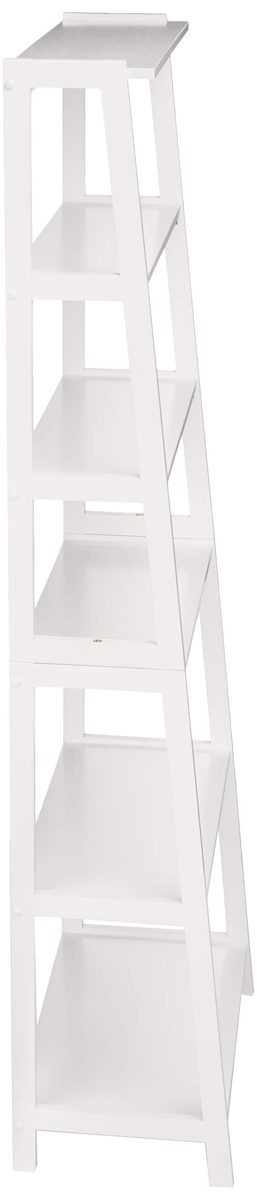 AmazonBasics Classic 5-Tier Open Bookcase with Solid Rubber Wood - White (Renewed)