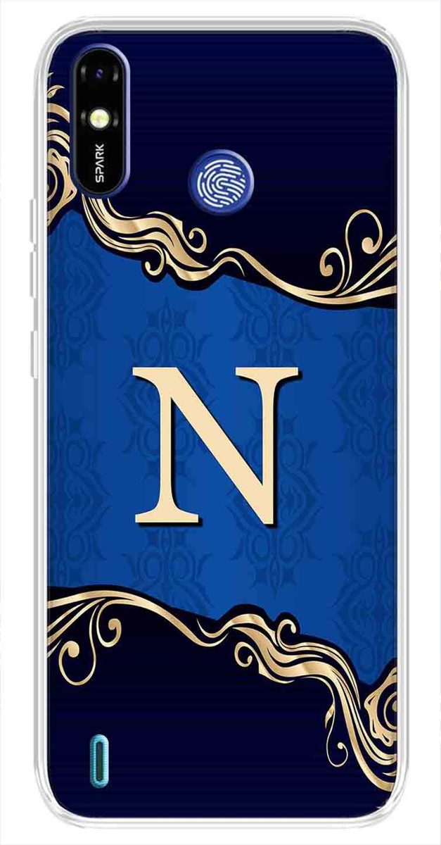 Amazon Brand - Solimo Designer Multicolor Blue Pattern Alphabet-N Printed Soft Back Case Mobile Cover for Tecno Spark Go Plus