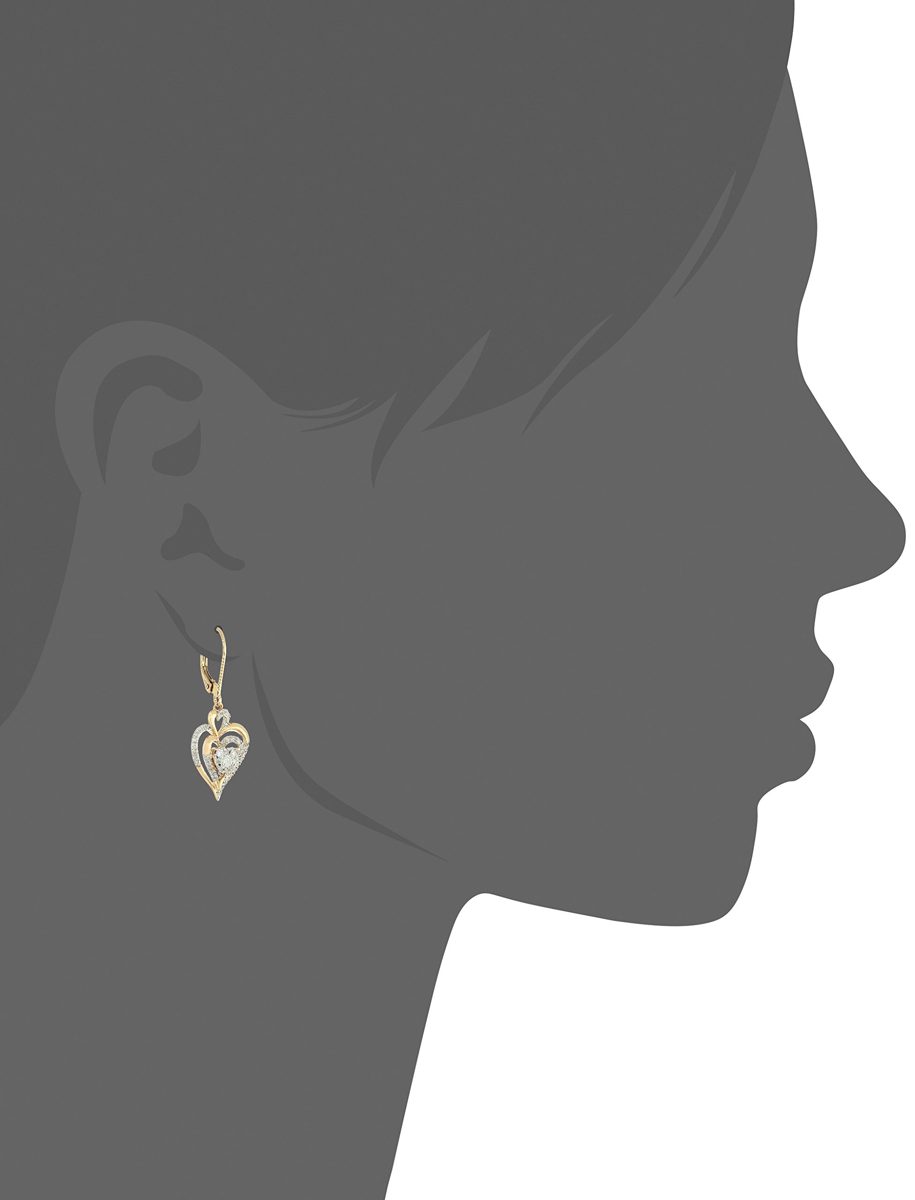 10K Yellow Gold Cluster Heart Diamond Drop Earrings (1/2 cttw, I-JColor, I2-I3 Clarity)