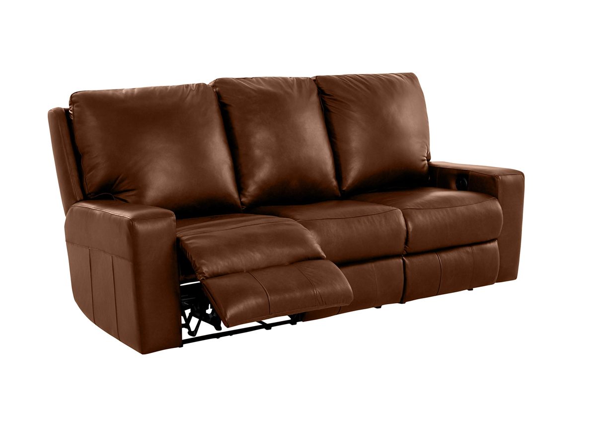 Stone & Beam Alcoff Leather Power Recliner Sofa, 87" W, Chestnut