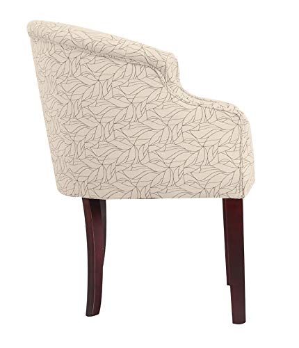 Amazon Brand – Ravenna Home Hughes Curved Back Tufted Patterned Accent Chair, 25"W, Ivory Leaf