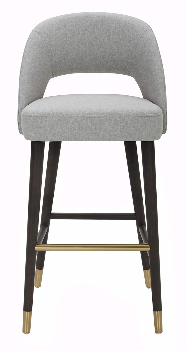 Amazon Brand – Rivet Whit Contemporary Upholstered Bar Stool with Gold Accents, 41"H, Felt Grey