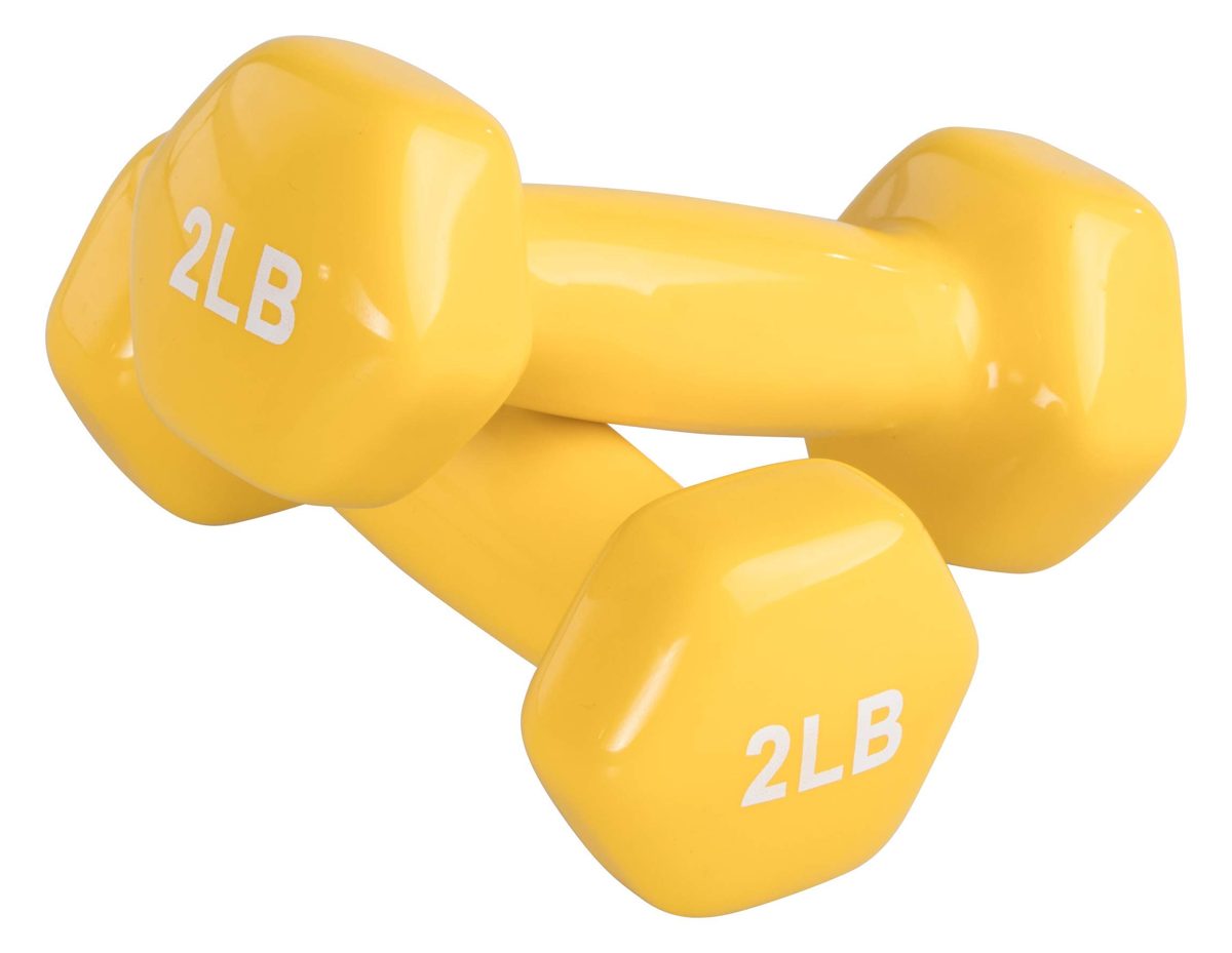 (Renewed) AmazonBasics Vinyl 2 Pound Dumbbells - Set of 2, Yellow