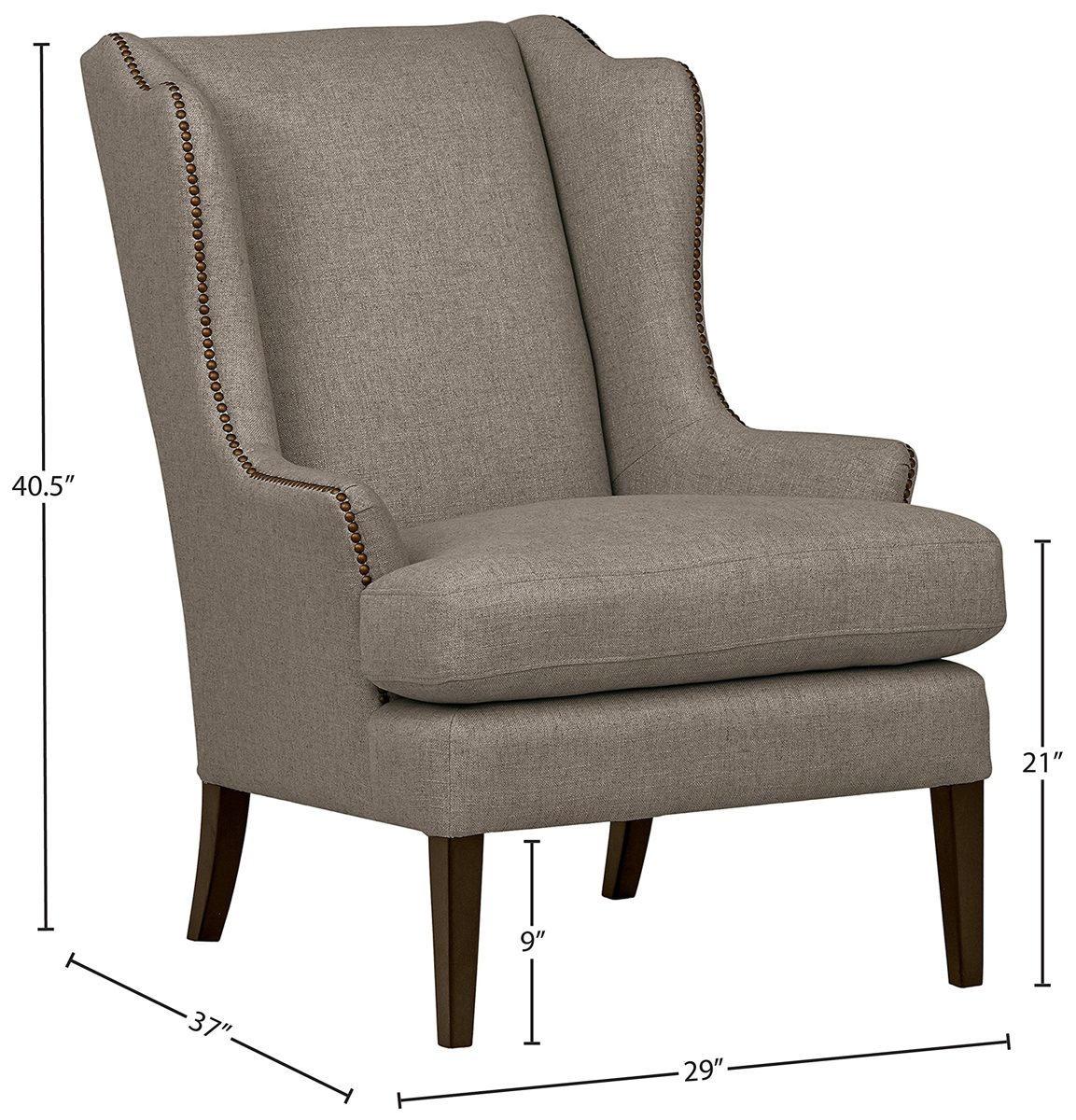 Amazon Brand – Stone & Beam Hillsboro Modern Wingback Living Room Accent Chair With Nailhead Trim, 29"W, Beige