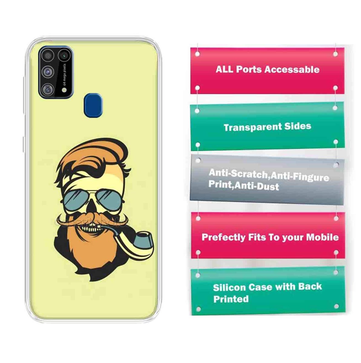 Amazon Brand - Solimo Designer Multicolor Beard Man Brown Printed Soft Back Case Mobile Cover for Samsung Galaxy M31