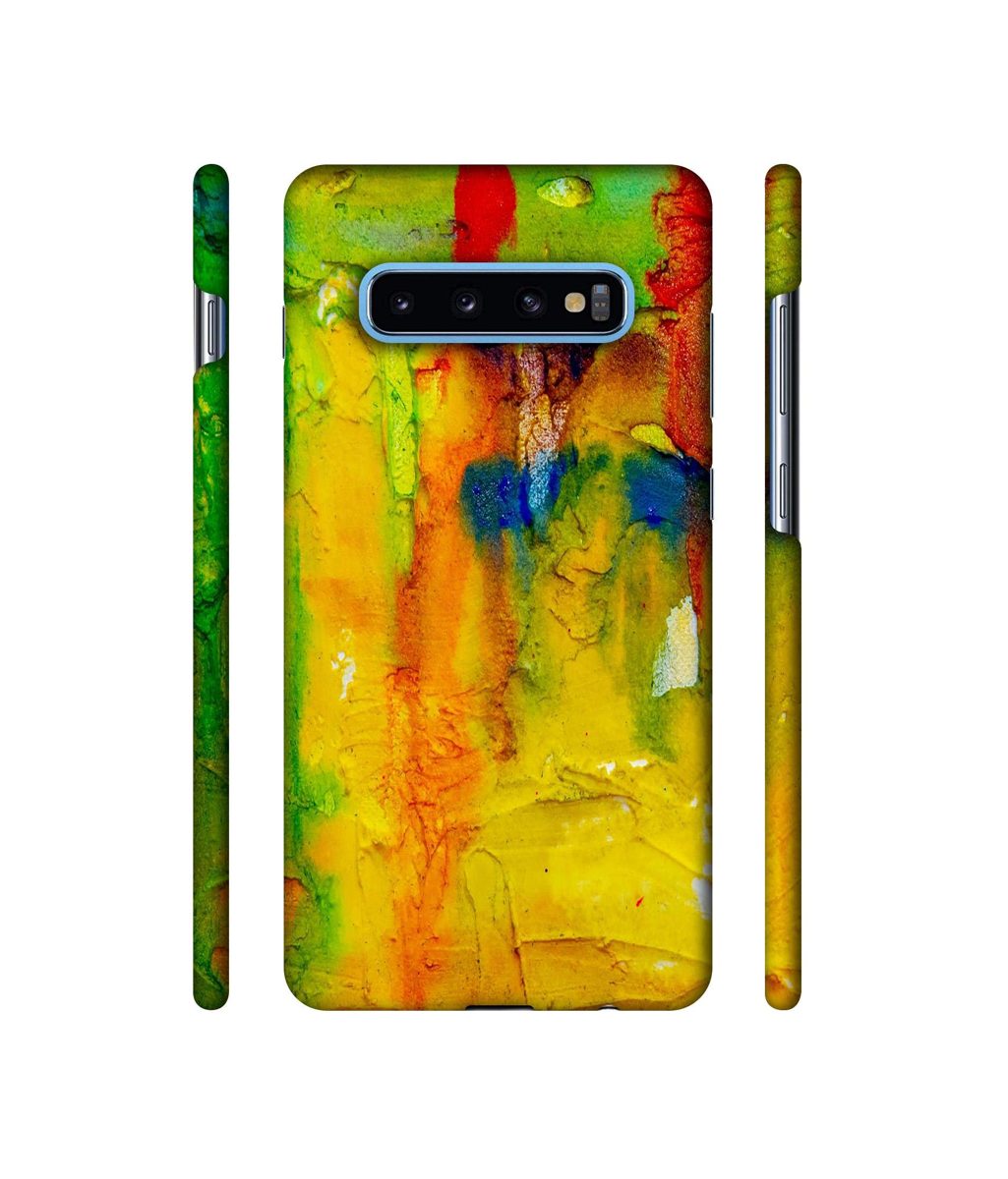 Amazon Brand - Solimo Designer Yellow and Green Paint 3D Printed Hard Back Case Mobile Cover for Samsung Galaxy S10 Plus
