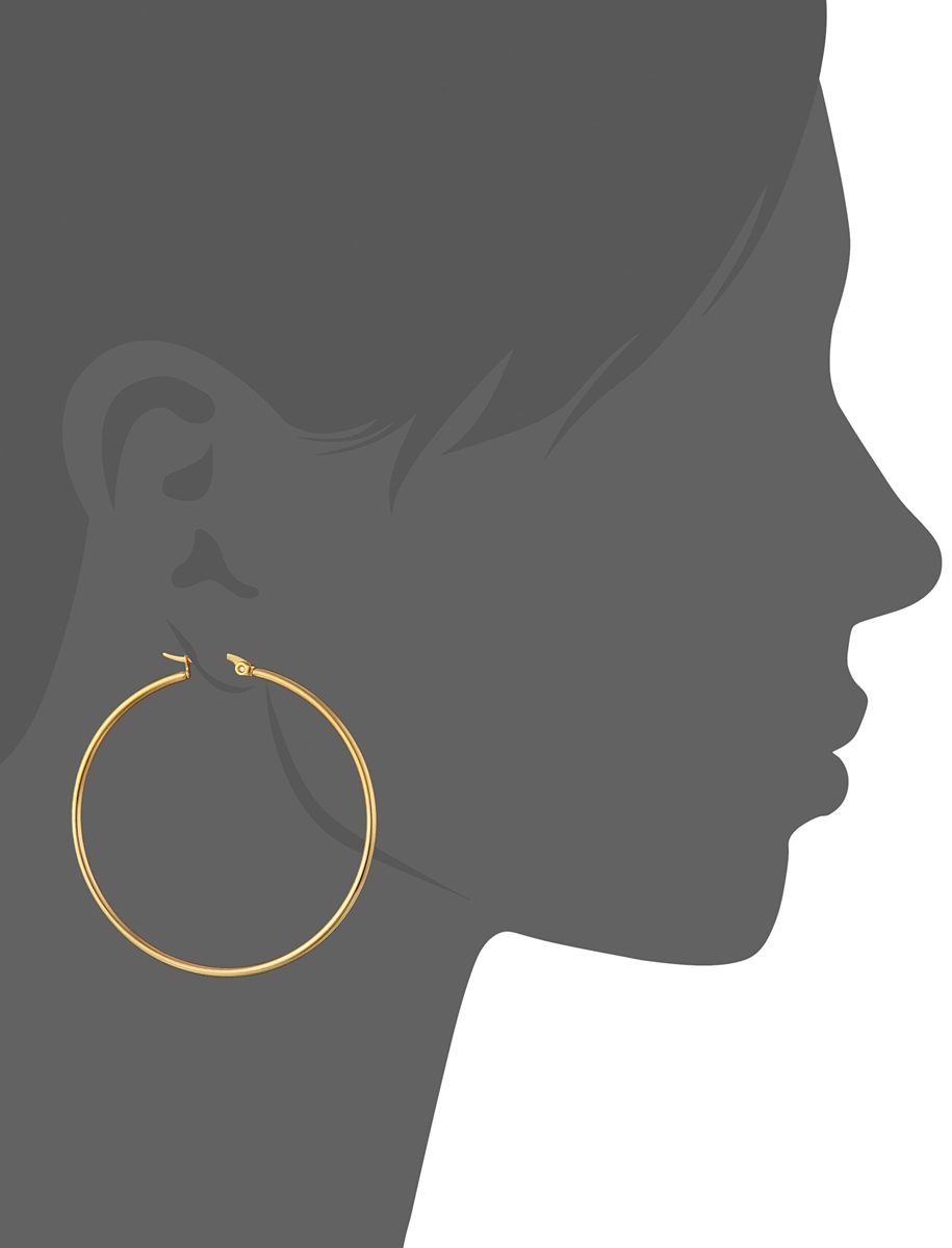 Stainless Steel 50mm, Top Click Closure Hoop Earrings