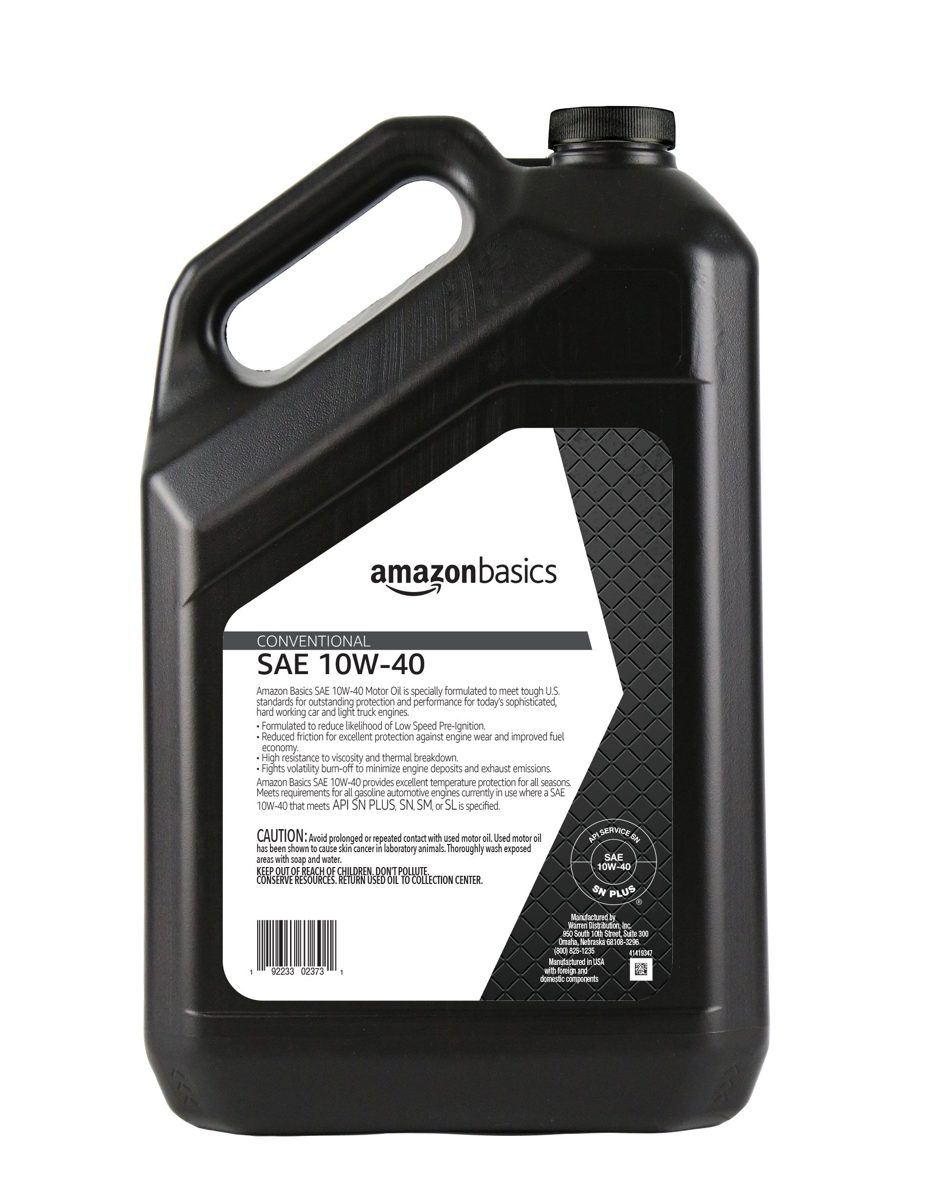 AmazonBasics Conventional Motor Oil, 10W-40, 5 Quart