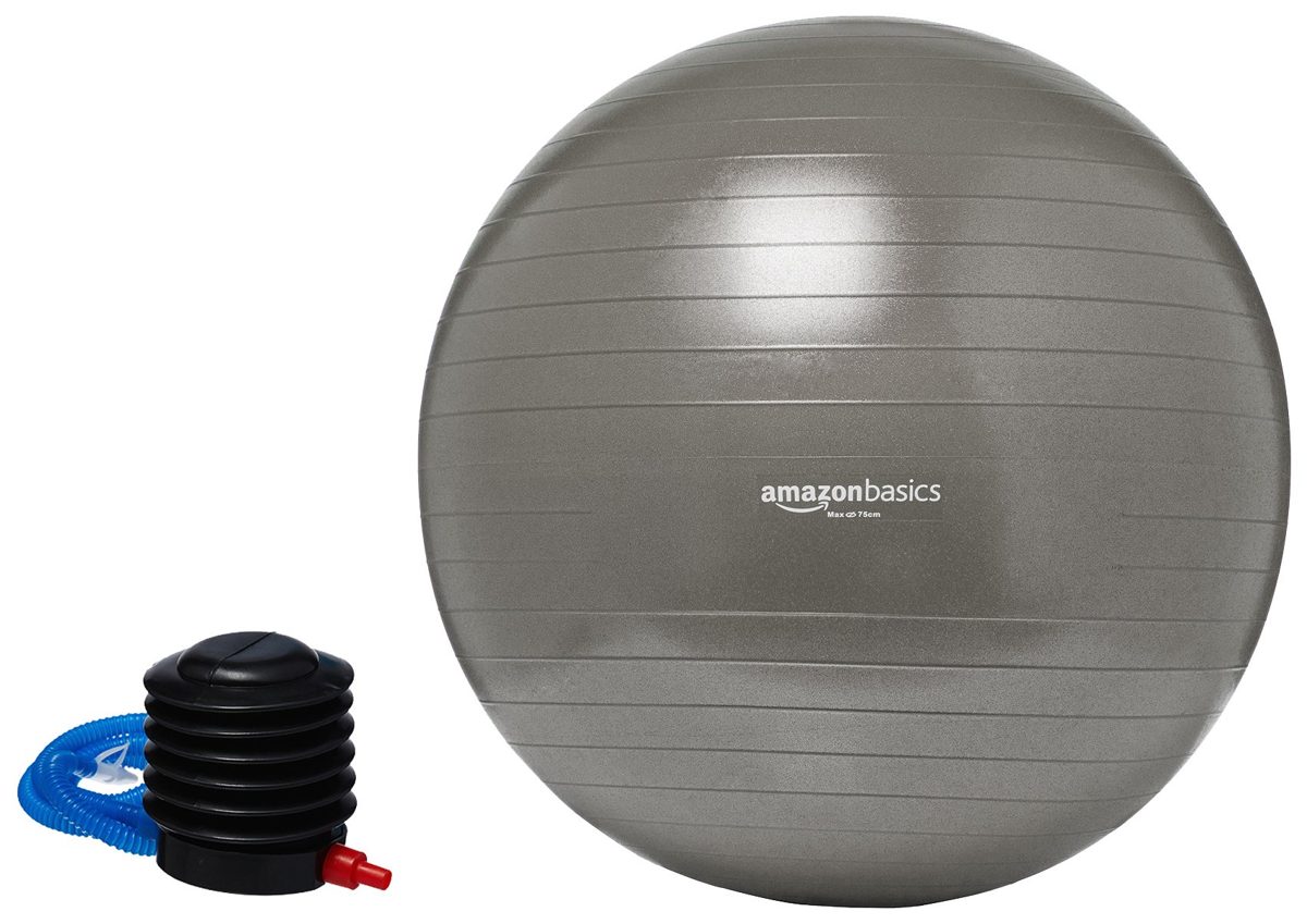AmazonBasics Balance Ball with Foot Pump, 65cm, Grey