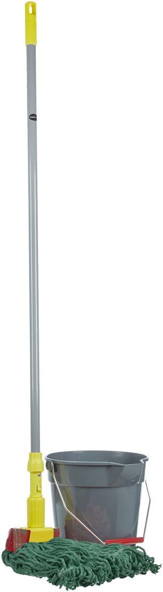 AmazonBasics Loop-End Synthetic Mop Head, 5-Inch Headband, Medium, Green - 6-Pack