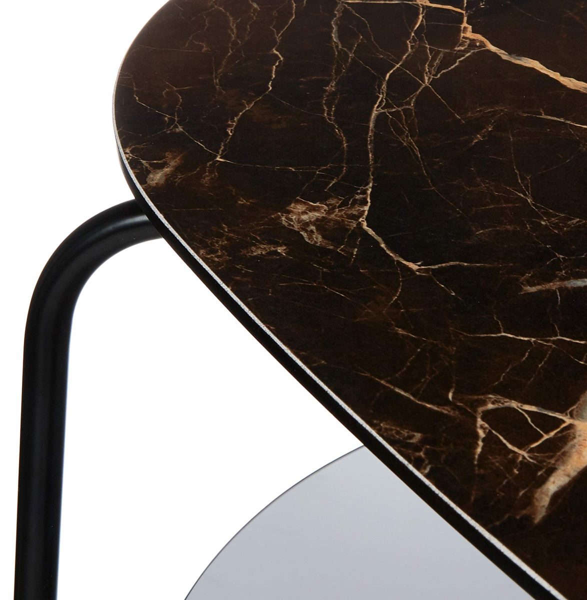 Amazon Brand - Rivet - Round Side Table with Shelf, 110 x 60 cm, Ceramic/Glass