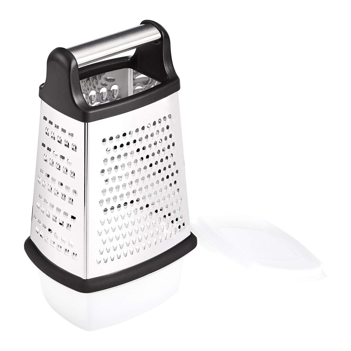 AmazonBasics 4-Sided Stainless Steel Box Grater with Storage Container, 9-Inch (Renewed)