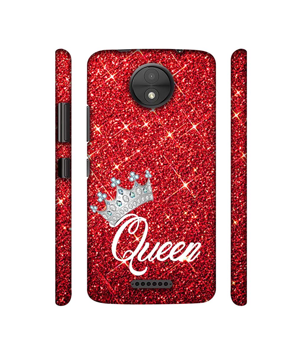 Amazon Brand - Solimo Designer Queen On Red Glitter 3D Printed Hard Back Case Mobile Cover for Motorola Moto C Plus