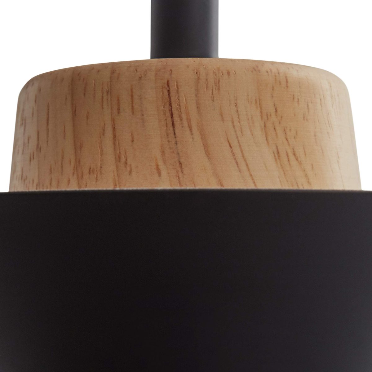 Rivet Modern Metal Shade with Wood Accent Pendant, 6"H, 1.Black with Natural Wood 2. White with Natural Wood