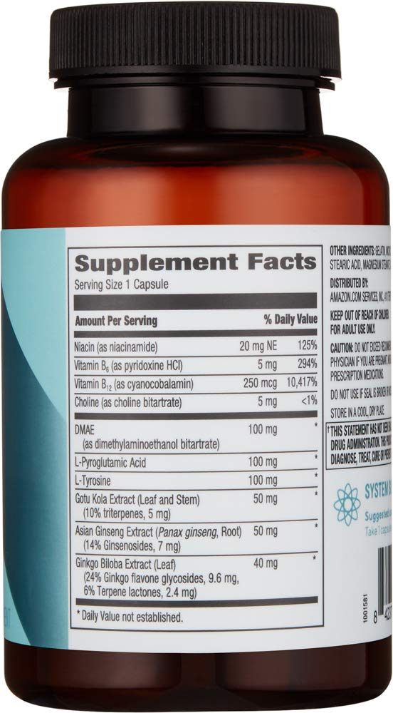 Amazon Brand - Revly Mind Food, Contains B Vitamins, Ginko Biloba, Asian Ginseng and Gotu Kola extract, 120 Capsules, 1 to 4 Month Supply