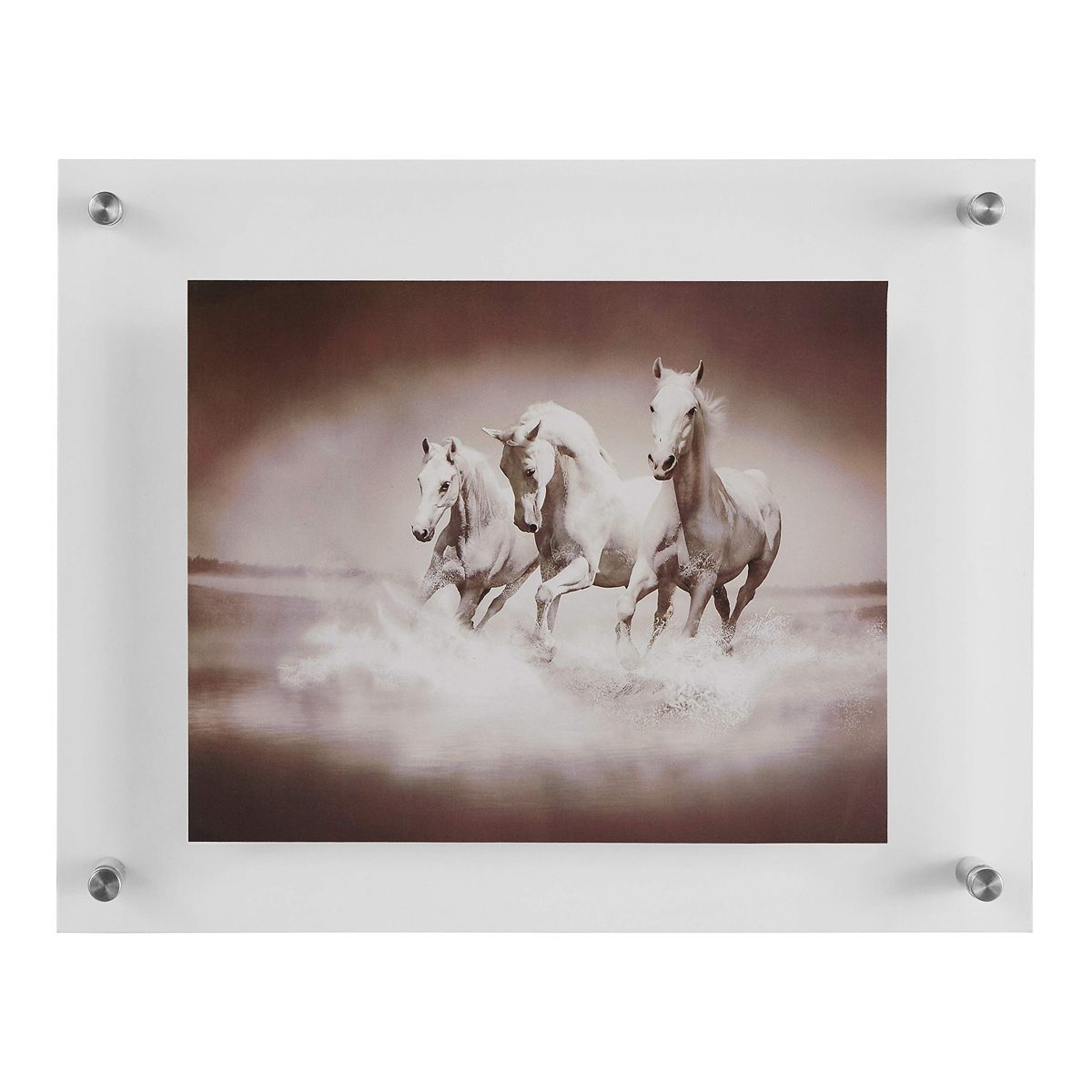 Rivet Modern Acrylic Photo Frames with Silver Nailheads, 2-Piece Set, 14"H and 10"H, White