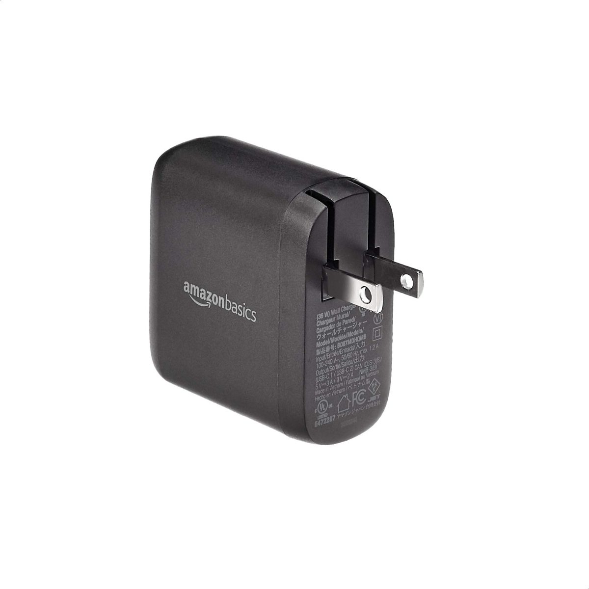 AmazonBasics 36W Two-Port USB-C Wall Charger for Tablets and Phones with Power Delivery - Black
