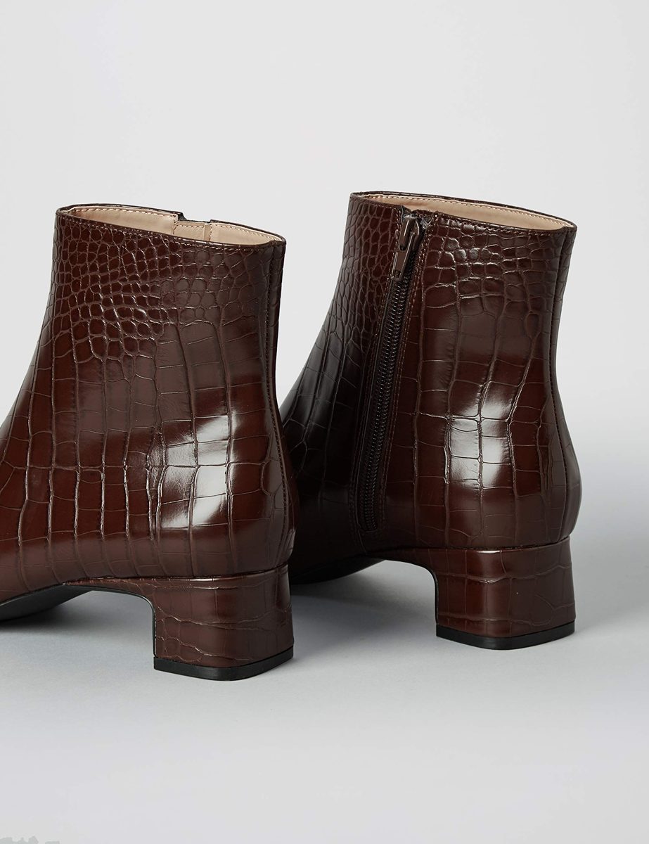 Amazon Brand - find. Block Heel Square Toe Ankle Boots, Braun Brown Croco), US 6.5