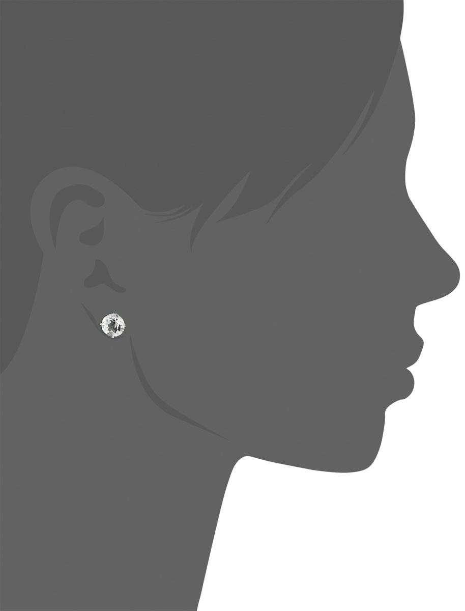 10k White Gold Round Checkerboard Cut Green Amethyst Stud Earrings (8mm)