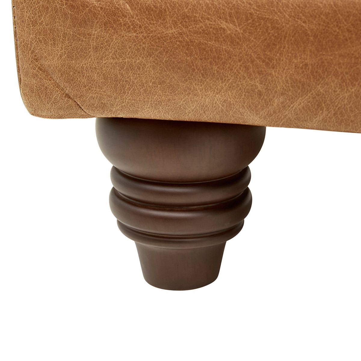 Amazon Brand – Stone & Beam Bradbury Chesterfield Leather Ottoman, 30.3"W, Cognac