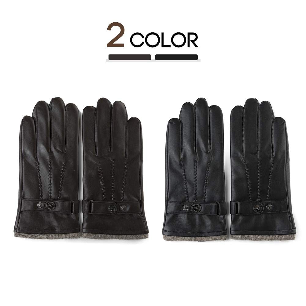 Winter Warm Wool Lined Driving Motorcycle Dress Gloves For Men Women 3 Size Brown
