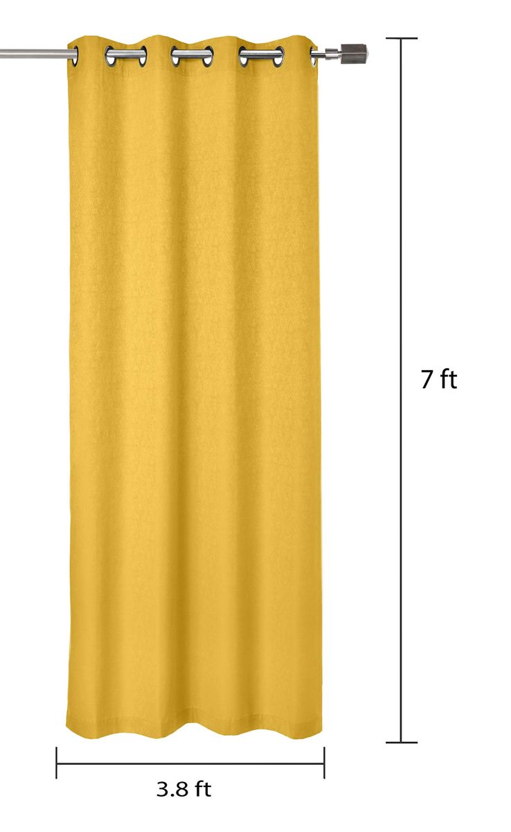 Amazon Brand - Solimo Magnolia Door Curtain, 7 feet - Set of 2 (Spanish Yellow)