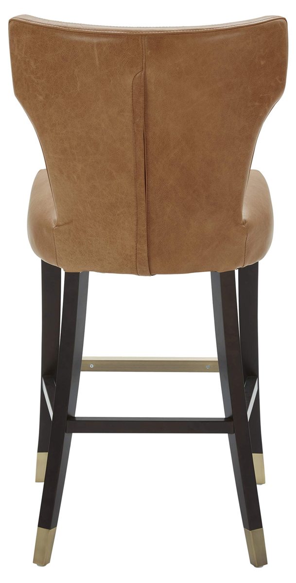 Amazon Brand – Stone & Beam Leather Barstool with Brass Nailhead Trim, 43"H, Cognac