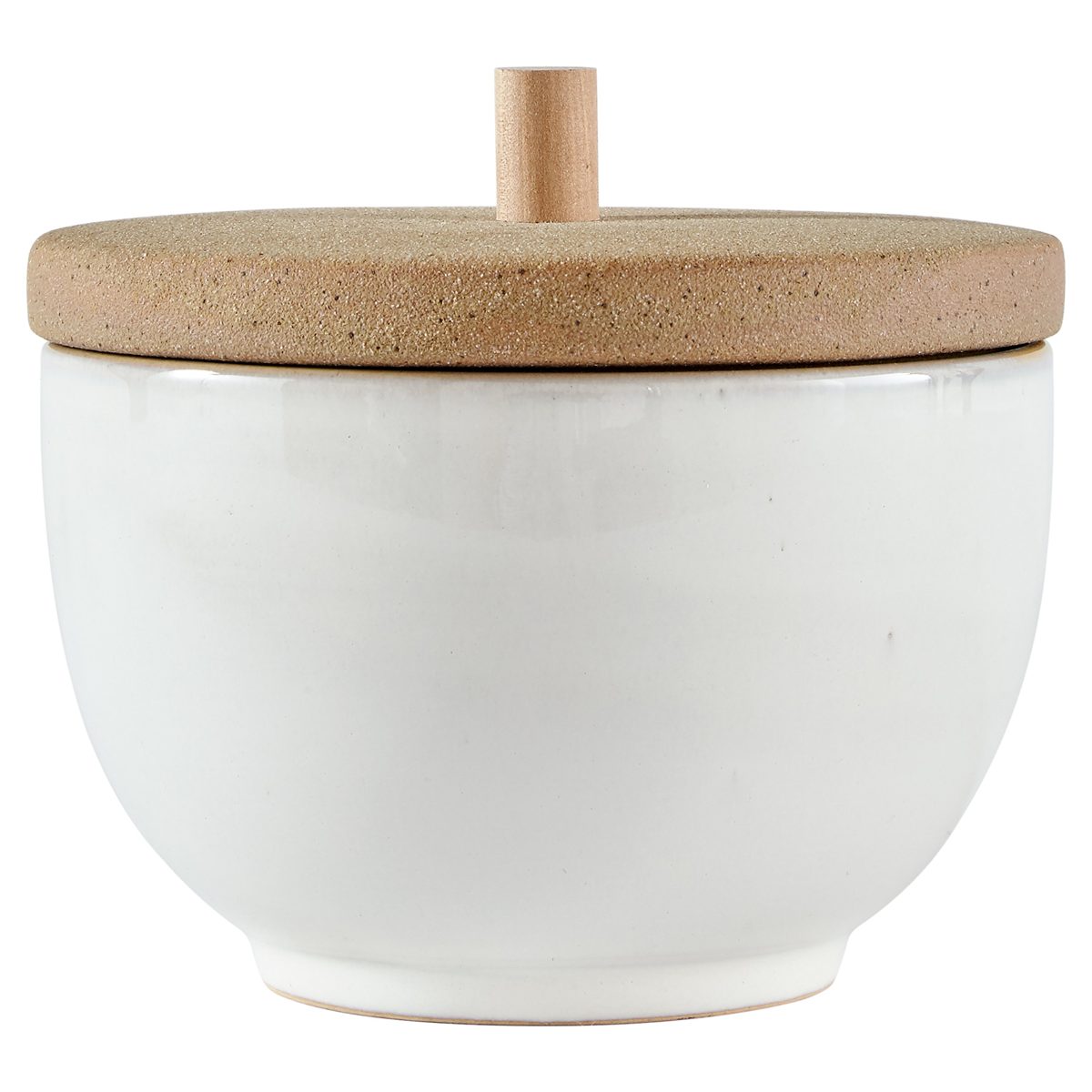 Amazon Brand – Stone & Beam Rustic Acorn Shaped Stoneware Box, 5"H, White and Clay