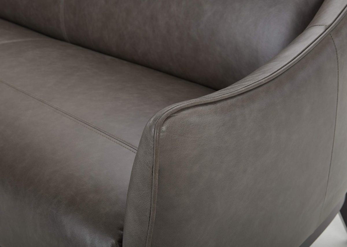 Amazon Brand – Rivet Bayard Contemporary Leather Couch with Curved Back and Armrests, 76"W, Grey