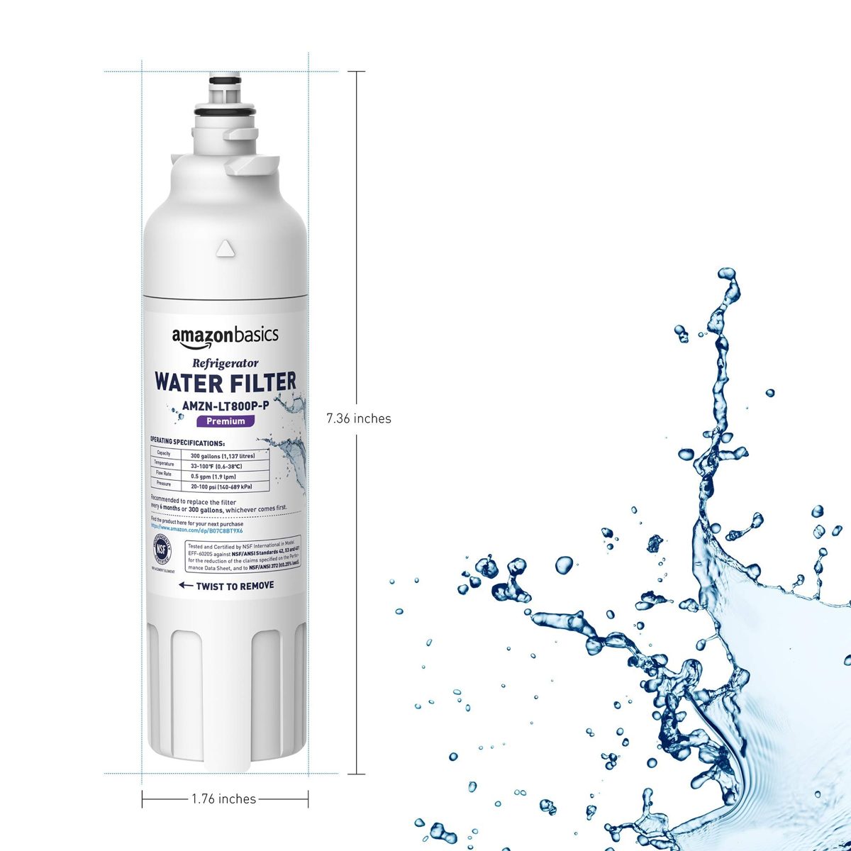 AmazonBasics Replacement LG LT800P Refrigerator Water Filter Cartridge - Premium Filtration (Renewed)