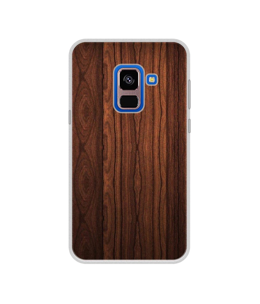 Amazon Brand - Solimo Designer Wooden Texture UV Printed Soft Back Case Mobile Cover for Samsung Galaxy A8 Plus (2018)