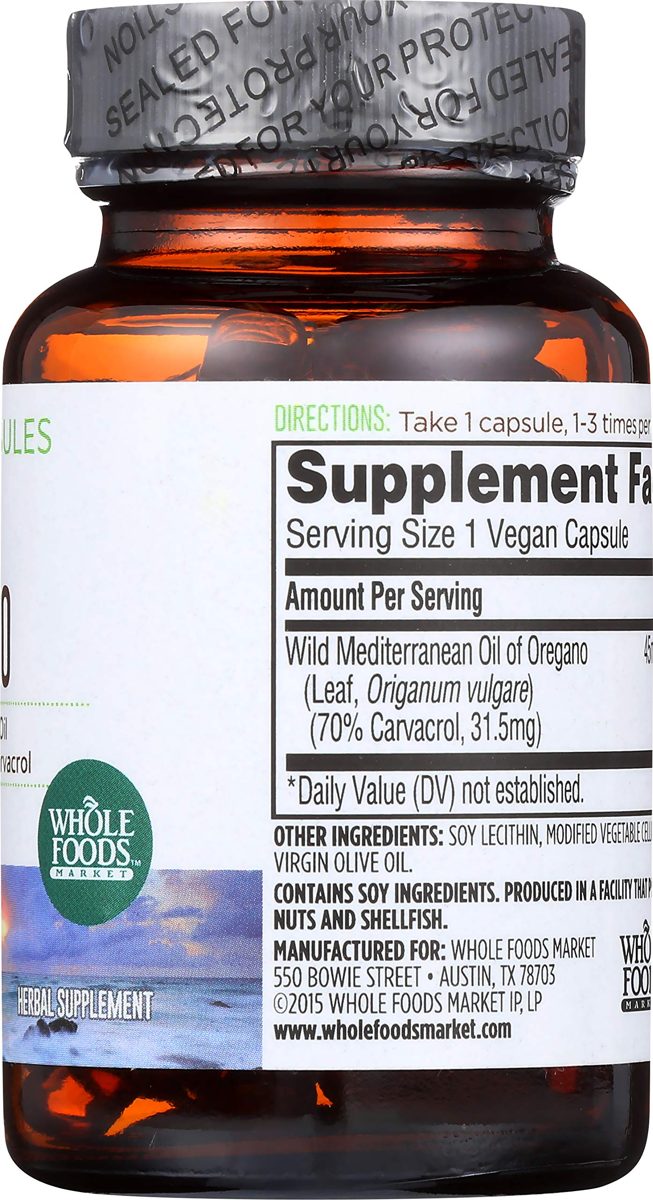 Whole Foods Market, Oil of Oregano Liquid Caps, 60 ct