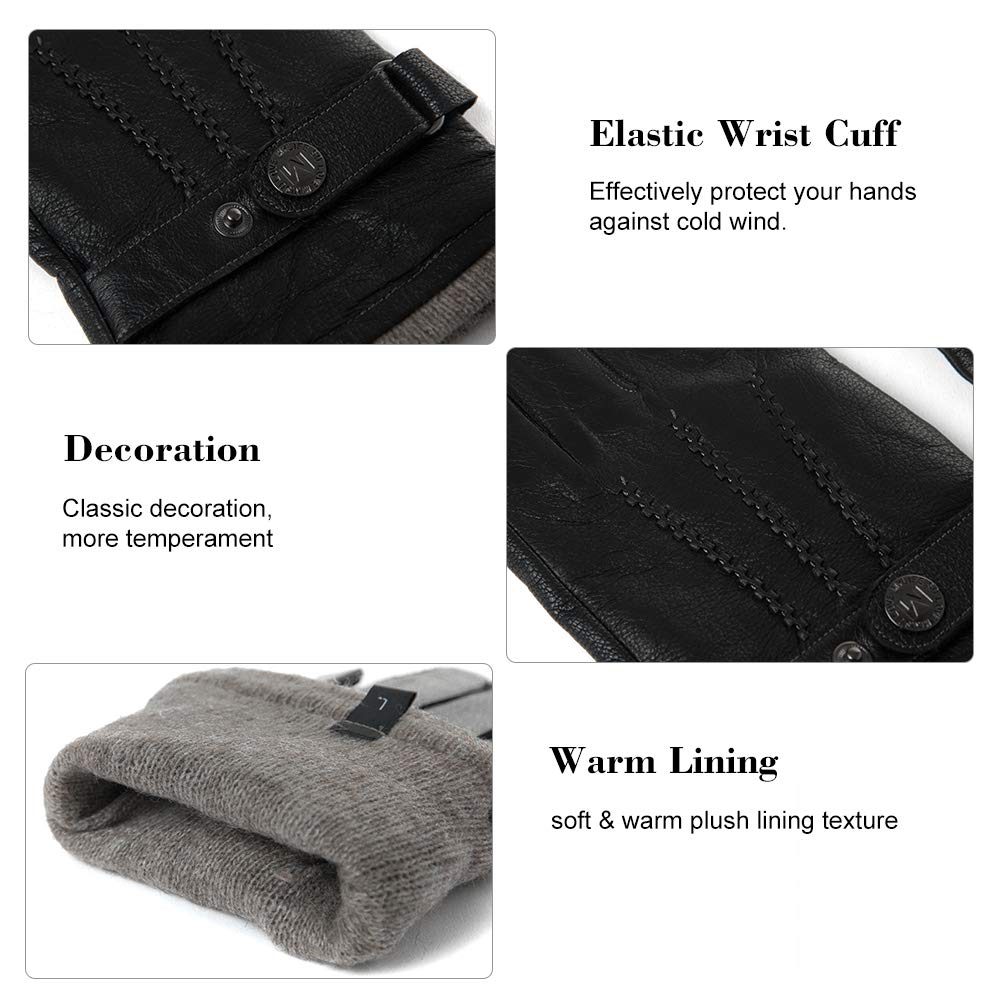 Winter Warm Lined Driving Motorcycle Dress Gloves For Men Women 3 Size Brown