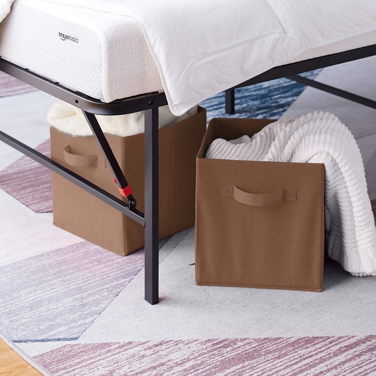Amazon Brand - Solimo Foldable Storage Cubes, Set of 3, Brown