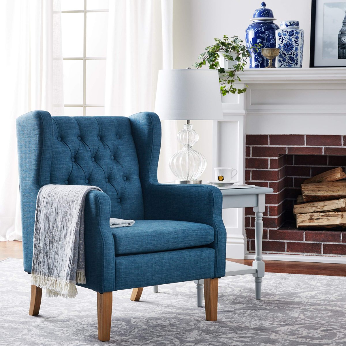 Amazon Brand – Ravenna Home Margaret Modern Living Room Chair, 28"W, Blue