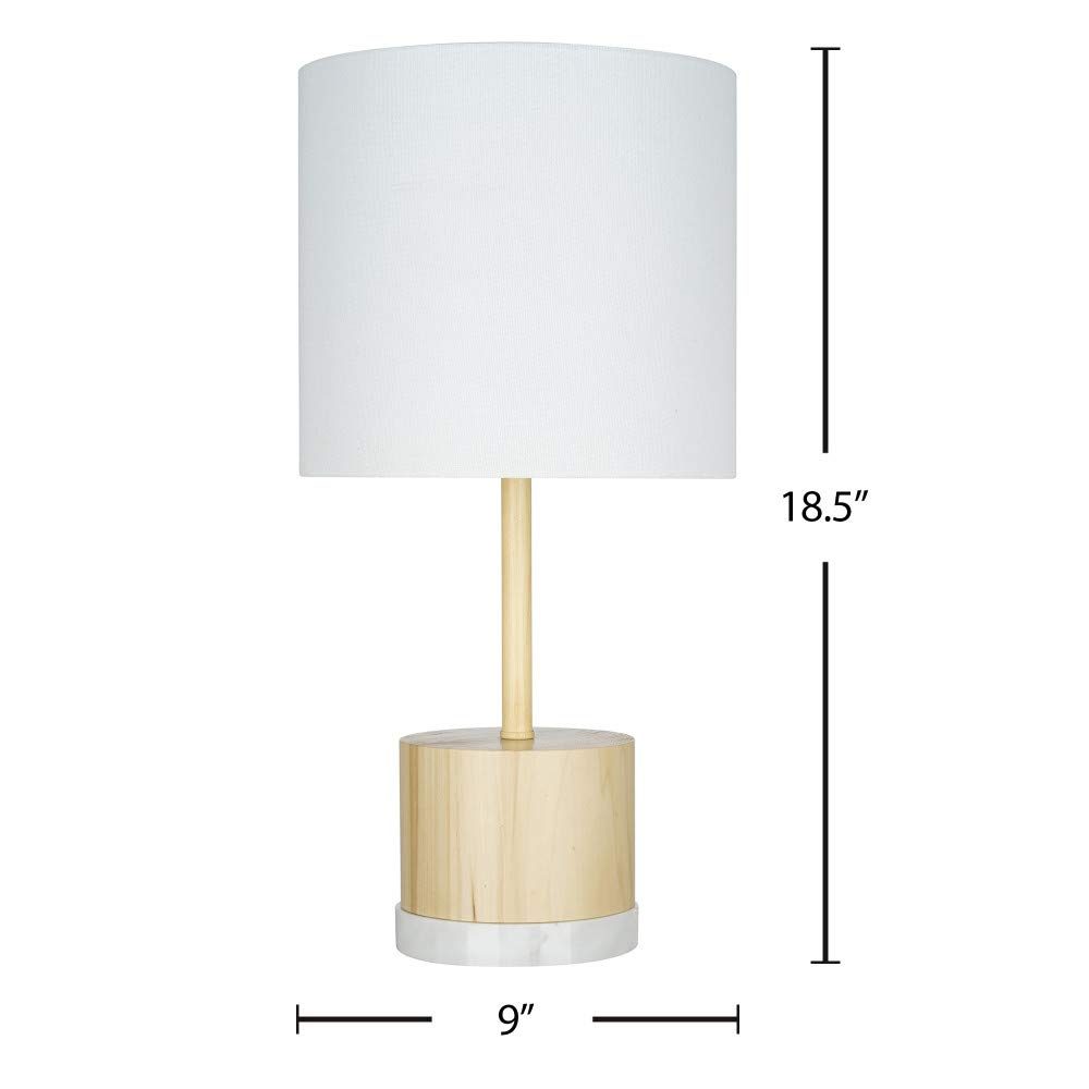 Amazon Brand – Rivet Scandinavian Real Blond-Wood Table Lamp with Marble Bottom, LED Bulb Included, 18.5"H, Beige