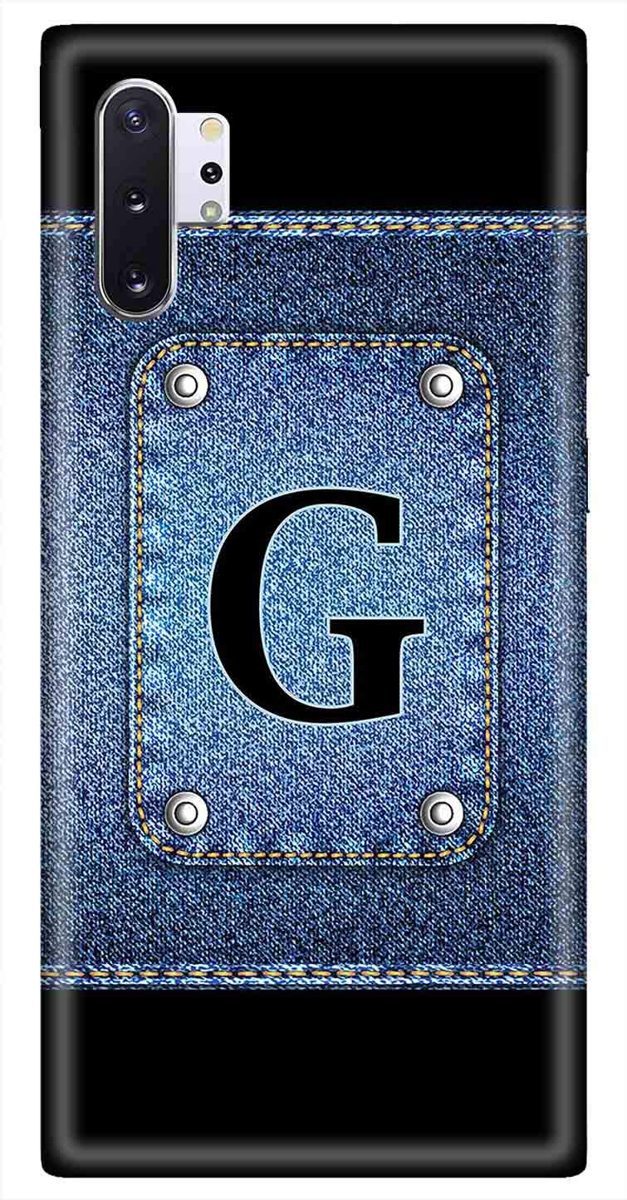 Amazon Brand - Solimo Designer Button Jeans Alphabet-G 3D Printed Hard Back Case Mobile Cover for Samsung Galaxy Note 10 Plus