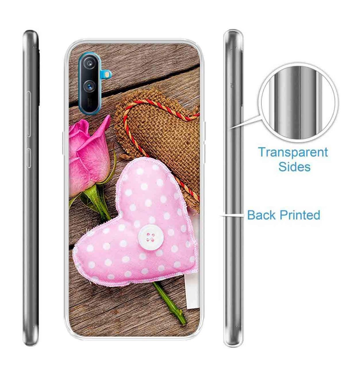 Amazon Brand - Solimo Designer Multicolor Pink Flower Heart Design Printed Soft Back Case Mobile Cover for Realme C3