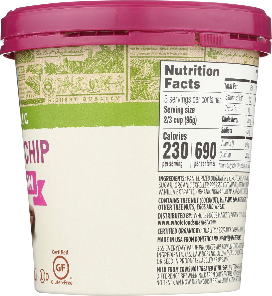 365 Everyday Value, Organic Coffee Chip Ice Cream, 16 oz (Frozen)