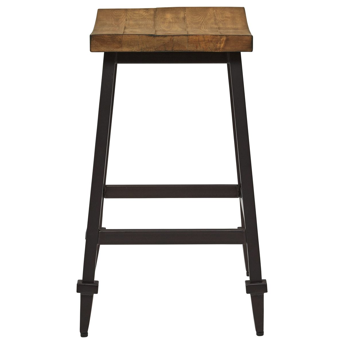 Amazon Brand – Stone & Beam Ariana Rustic Farmhouse Metal Bar Stool, Set of 2, 24.75"H, Brown Pine