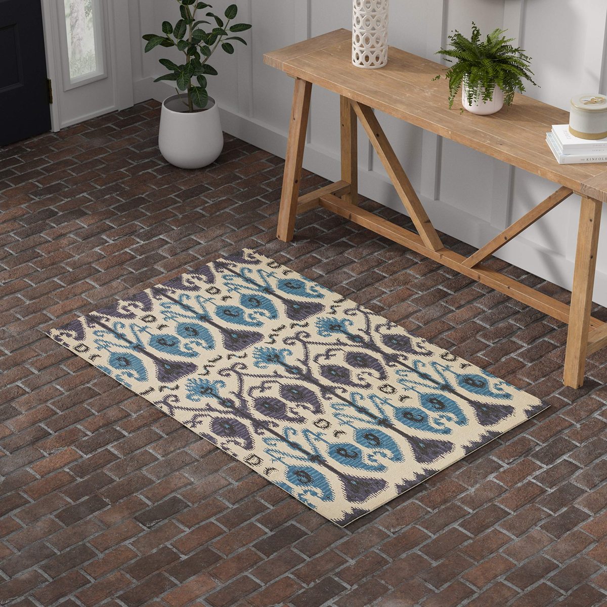 Amazon Brand – Stone & Beam Contemporary Ikat Inspired Wool Area Rug, 3' 6" x 5' 6", Beige